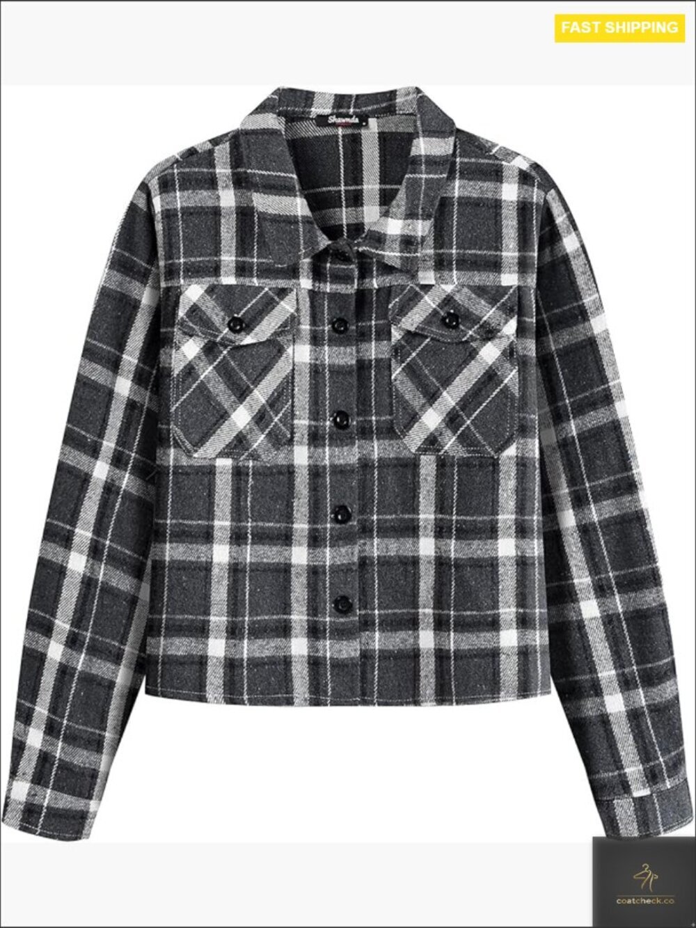 Cropped Flannel Shacket Plaid Button Down Jacket Women Casual Lightweight